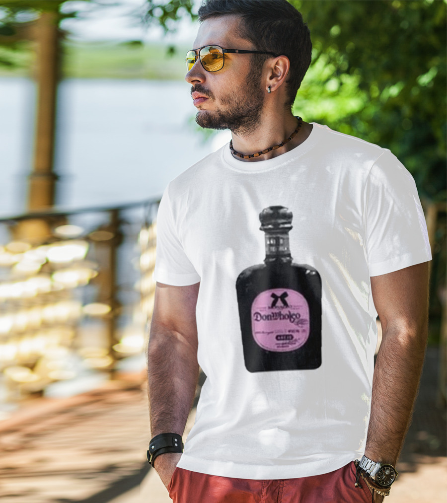 Monaleo Donwholeo Tequila Bottle Pink Label T-Shirt