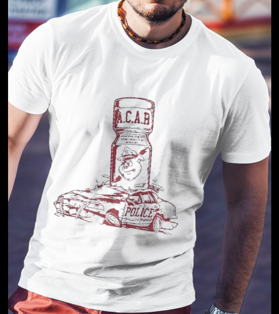 More Poppers Less Coppers ACAB Police Car T-Shirt
