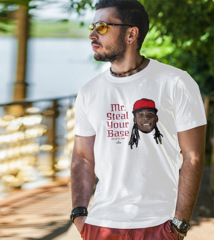 Mr Steal Your Base Elly De La Cruz Red Cap Portrait T-Shirt