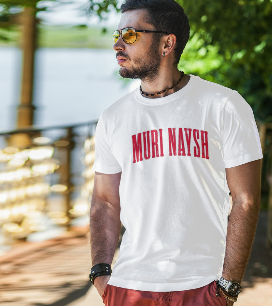 Muri Naysh Red Sparkle Bold Text T-Shirt