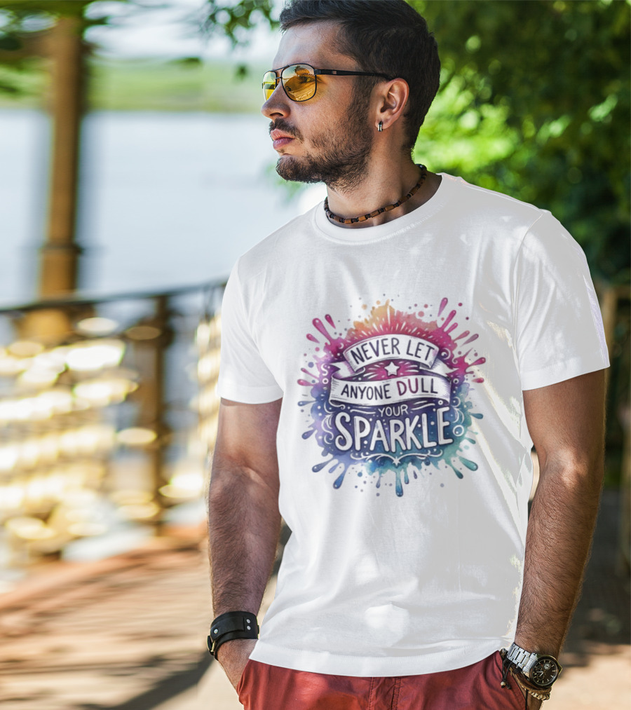 Never Let Anyone Dull Your Sparkle Watercolor Splatter Art T-Shirt