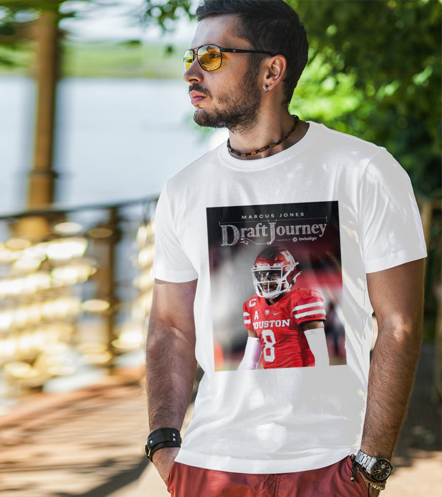Marcus Jones New England Patriots NFL Draft Journey Houston Football T-Shirt