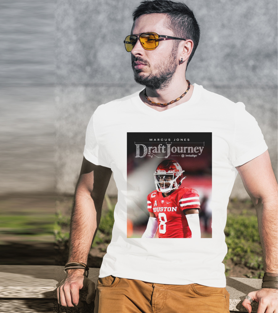 Marcus Jones New England Patriots NFL Draft Journey Houston Football T-Shirt