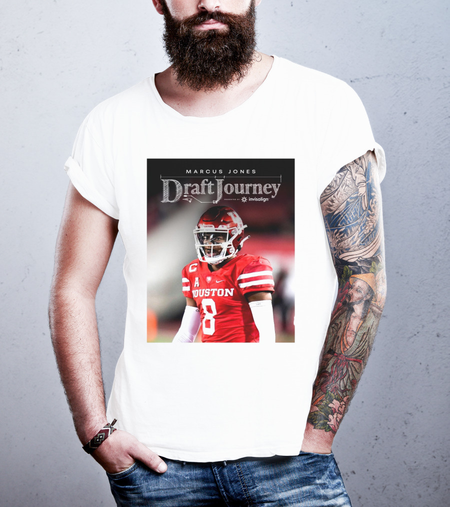 Marcus Jones New England Patriots NFL Draft Journey Houston Football T-Shirt