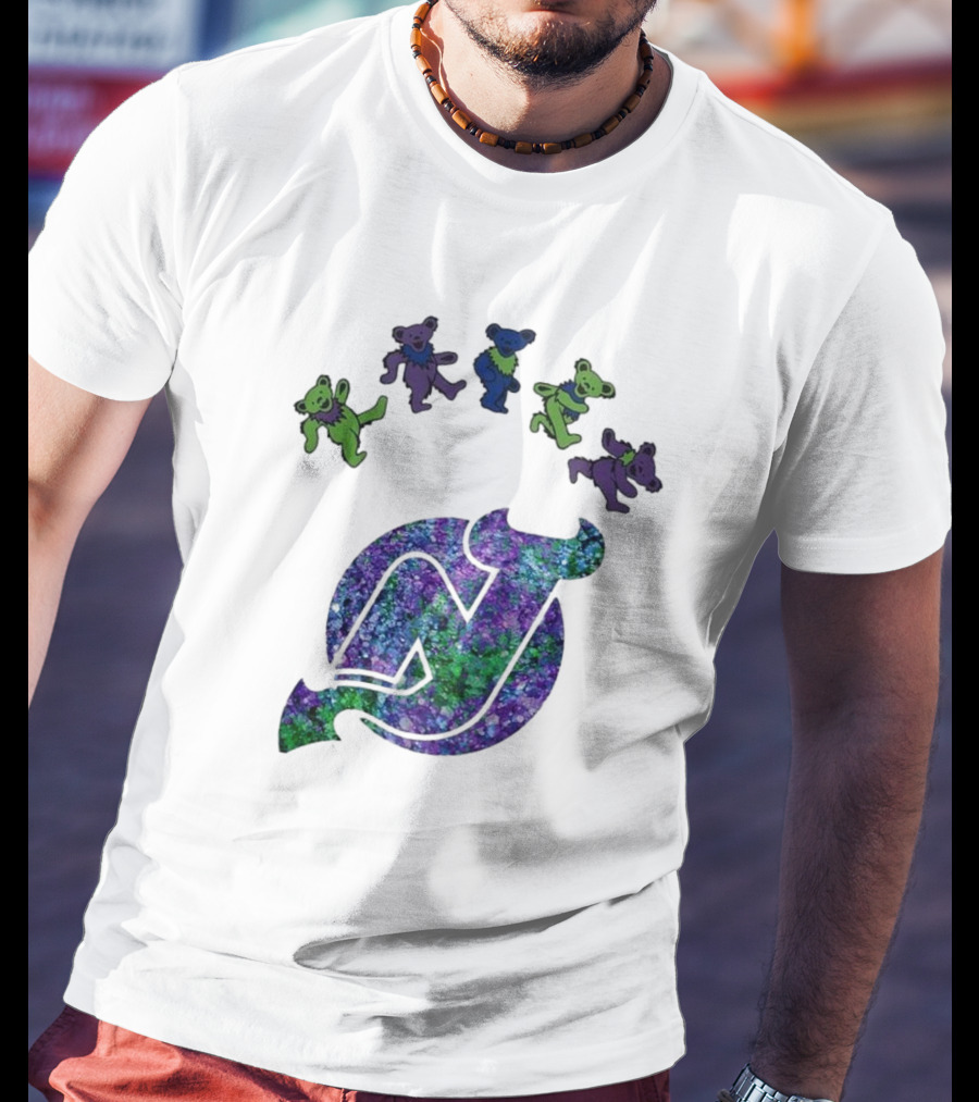 New Jersey Devils Grateful Dead Night 2025 Dancing Bears Iconic Hockey Event T-Shirt