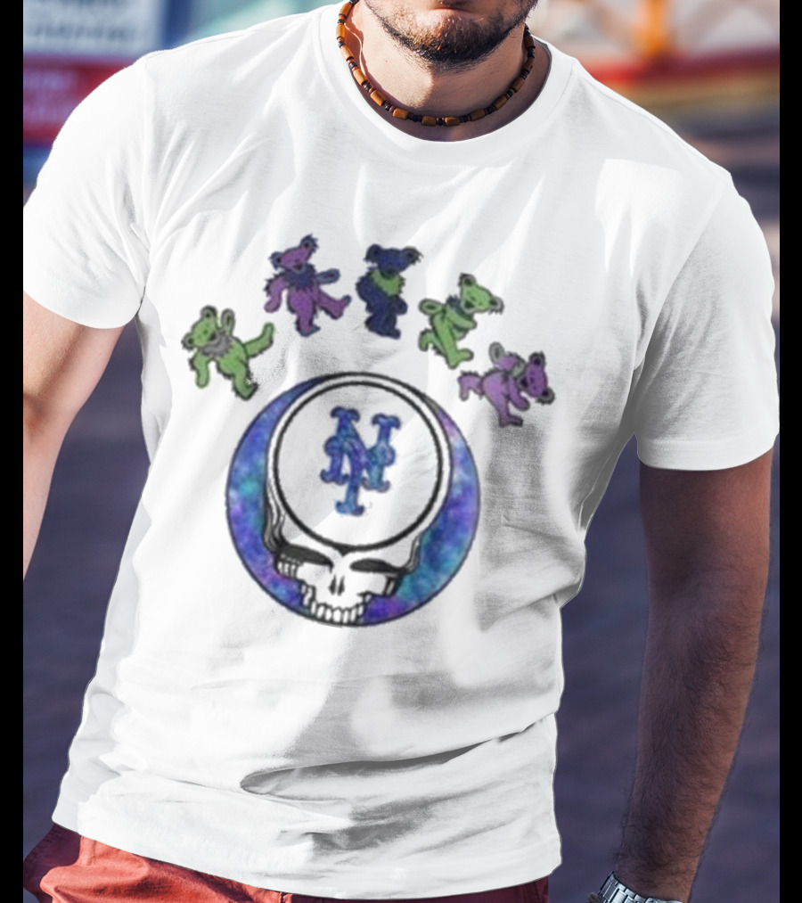 New York Mets Skull 2025 Grateful Dead Night Baseball T-Shirt