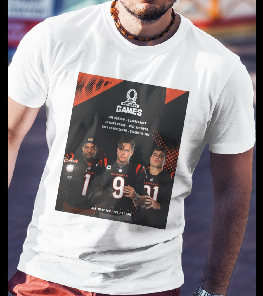 Pro Bowl Games 2025 Joe Burrow Ja’marr Chase Trey Hendrickson Jan 30 Feb 2 Bengals NFL T-Shirt