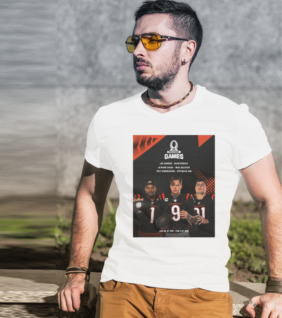 Pro Bowl Games 2025 Joe Burrow Ja’marr Chase Trey Hendrickson Jan 30 Feb 2 Bengals NFL T-Shirt
