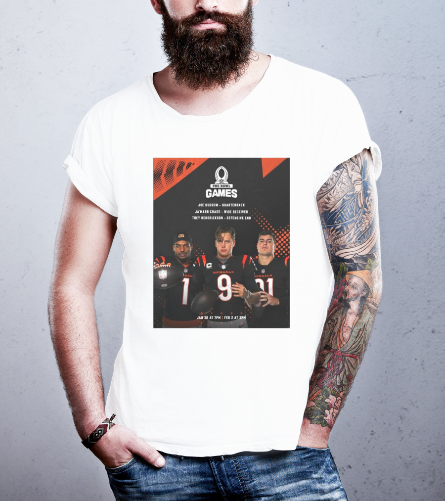 Pro Bowl Games 2025 Joe Burrow Ja’marr Chase Trey Hendrickson Jan 30 Feb 2 Bengals NFL T-Shirt