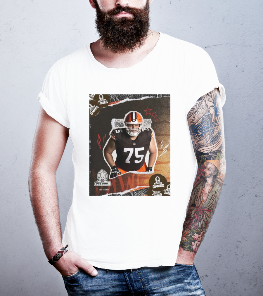 NFL Pro Bowl Games 2025 Joel Bitonio Cleveland Browns 75 T-Shirt