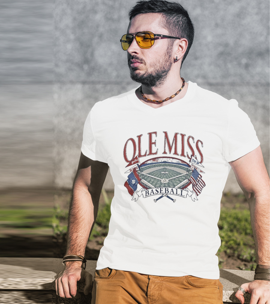 Ole Miss Baseball Fanbase Home Field Flags T-Shirt