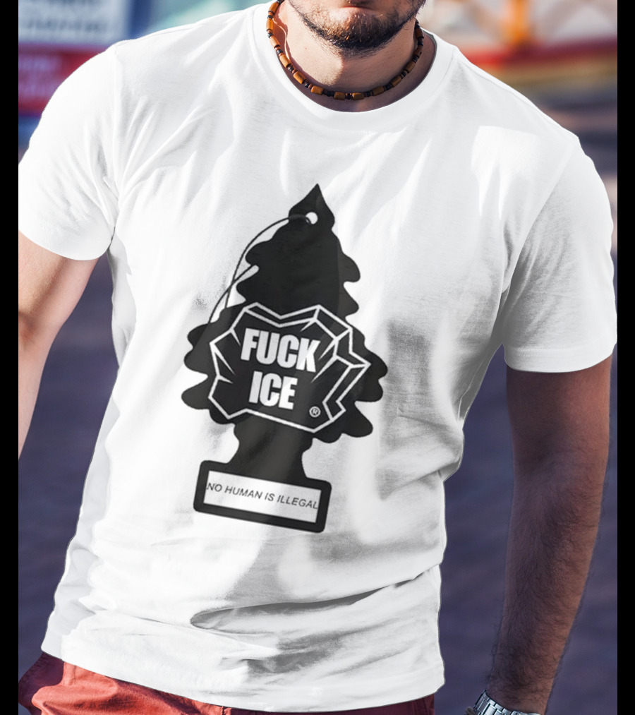 No Human Is Illegal Fuck ICE Tree Shape T-Shirt