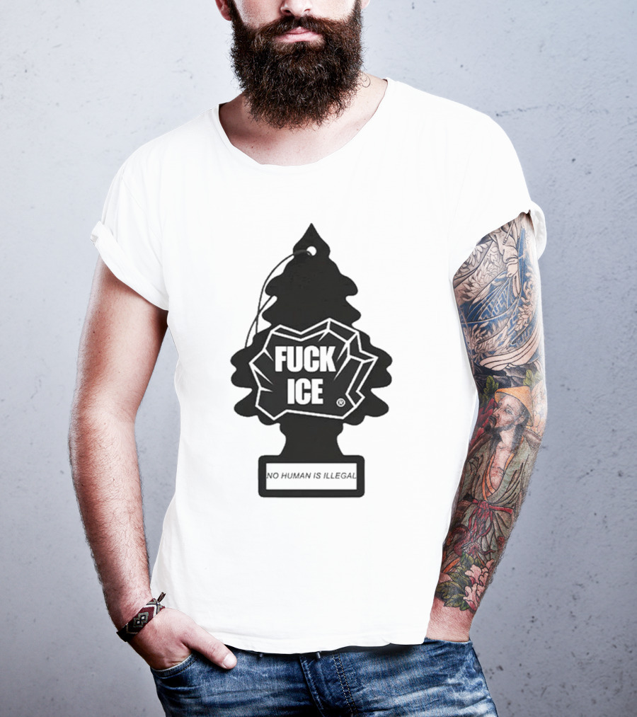 No Human Is Illegal Fuck ICE Tree Shape T-Shirt