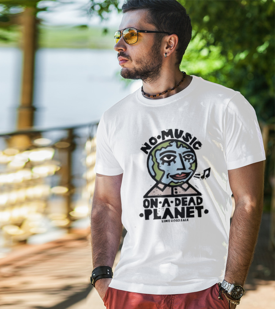No Music On A Dead Planet Earth Head With Collar T-Shirt