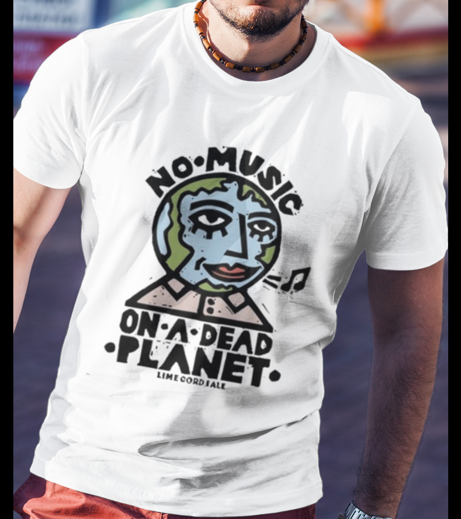 No Music On A Dead Planet Earth Head With Collar T-Shirt