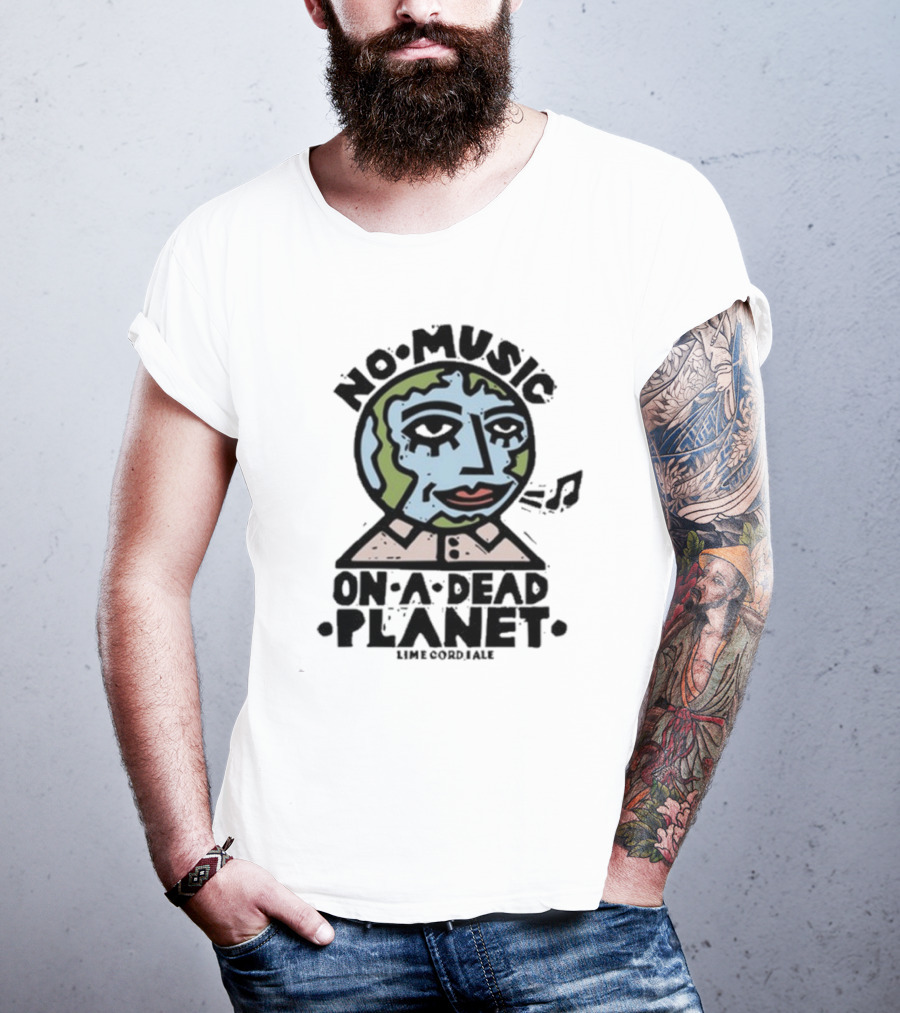 No Music On A Dead Planet Earth Head With Collar T-Shirt