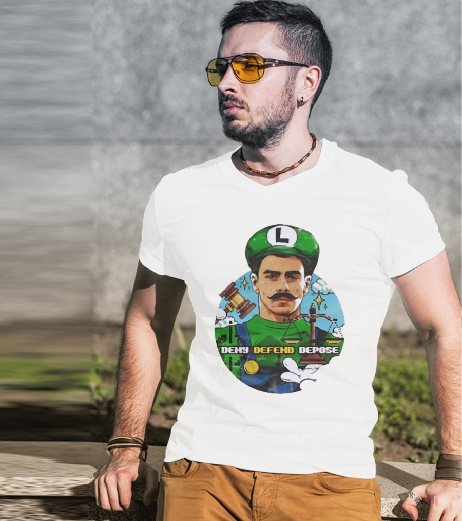 Nordacious Store Deny Defend Depose Mario Luigi Parody T-Shirt