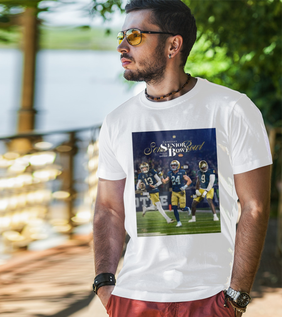 Gameday Senior Bowl February 2025 Notre Dame Fighting Irish Riley Leonard Jack Kiser RJ Oben T-Shirt