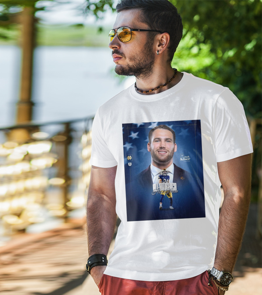 Notre Dame Football CSC Academic All-America First Team Jack Kiser Linebacker 24 Star Background T-Shirt