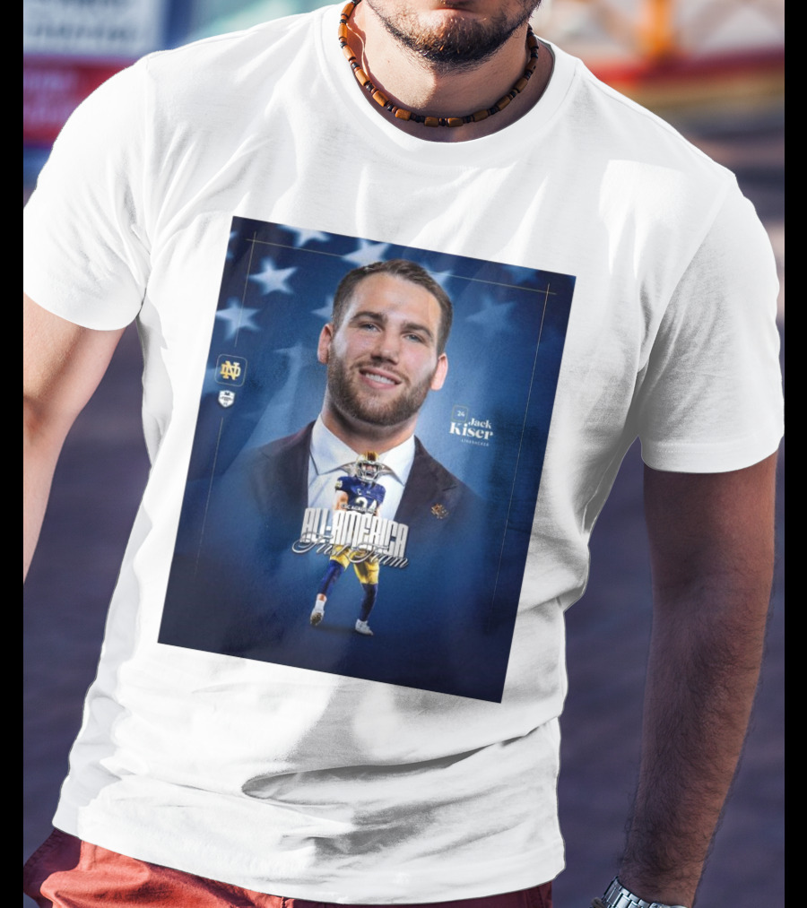 Notre Dame Football CSC Academic All-America First Team Jack Kiser Linebacker 24 Star Background T-Shirt