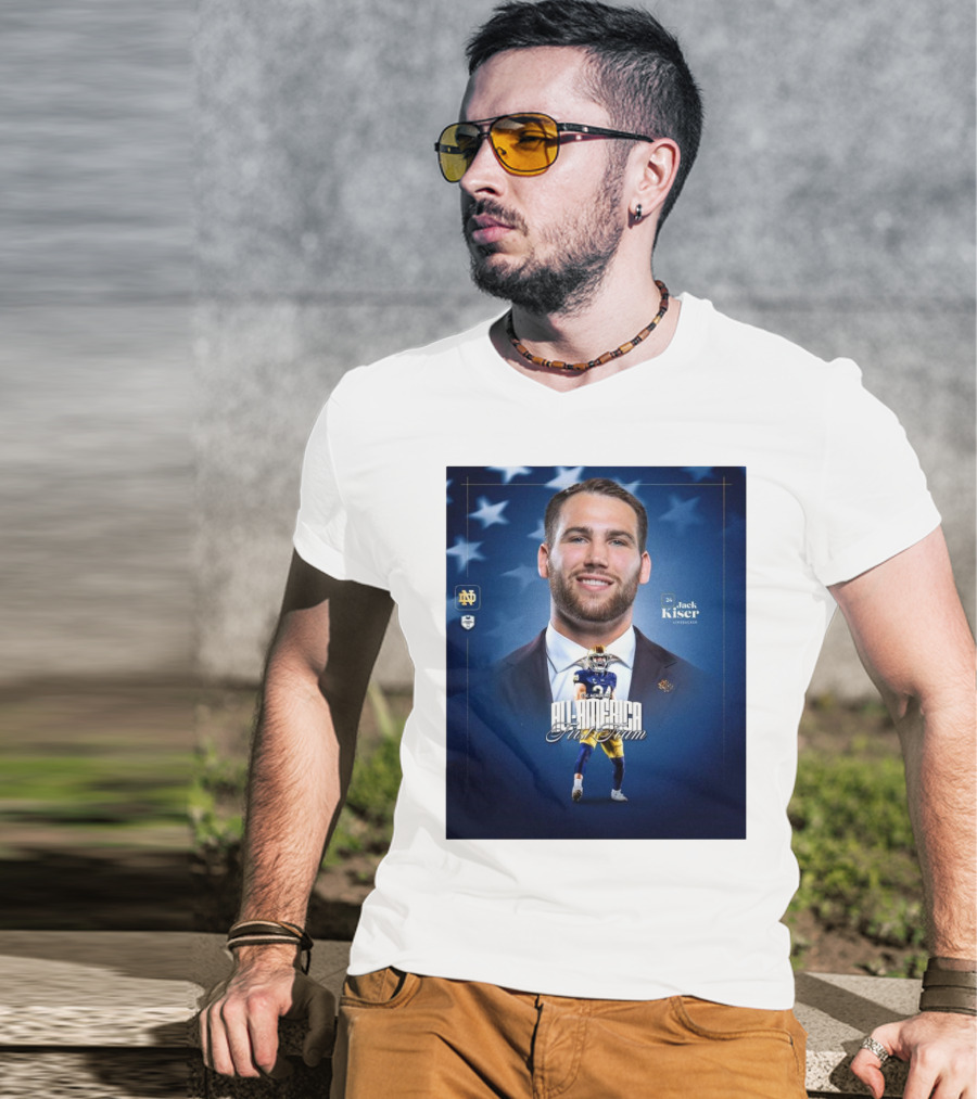 Notre Dame Football CSC Academic All-America First Team Jack Kiser Linebacker 24 Star Background T-Shirt