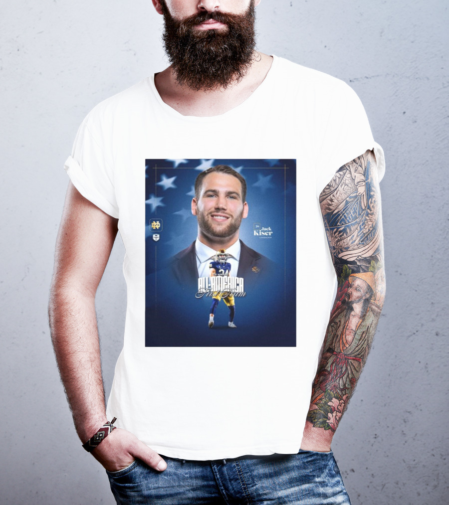 Notre Dame Football CSC Academic All-America First Team Jack Kiser Linebacker 24 Star Background T-Shirt