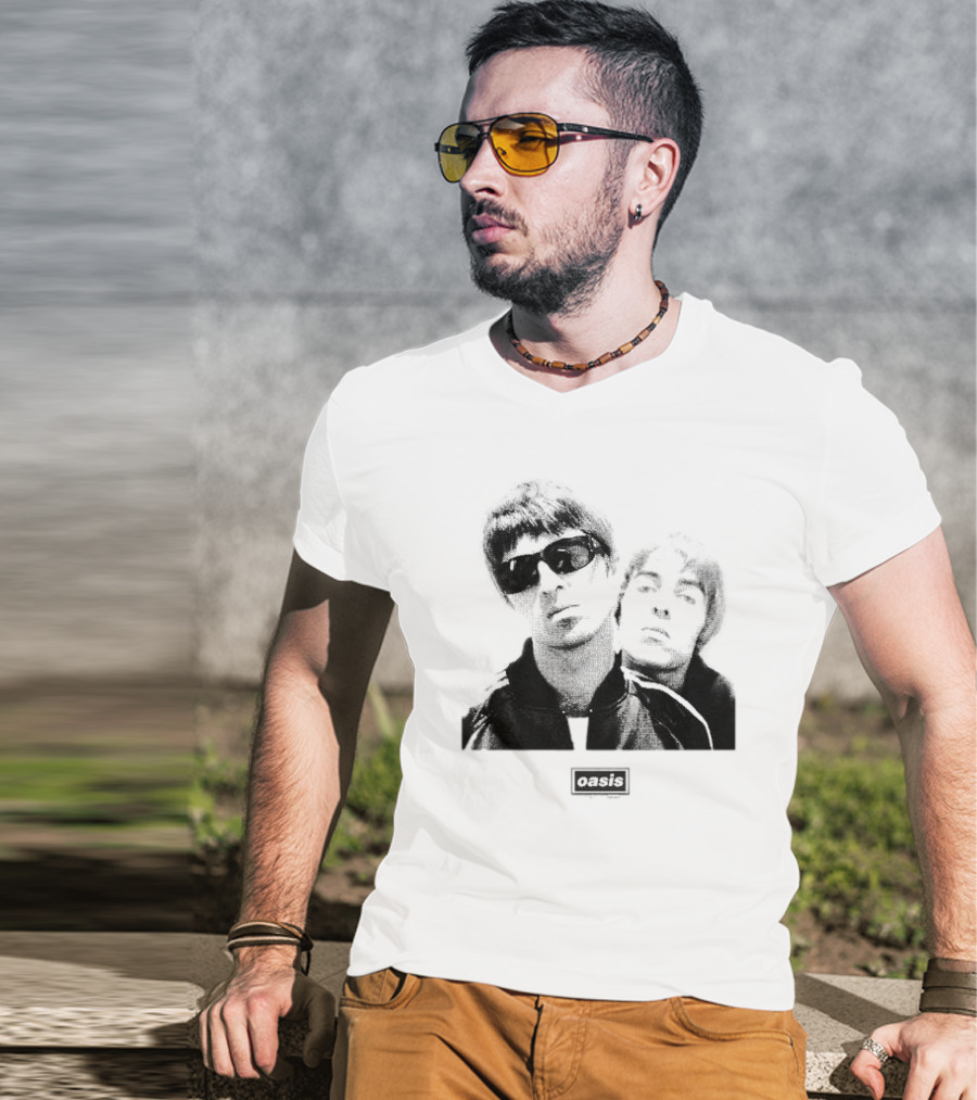 Oasis Boxed Web Exclusive Liam And Noel Gallagher Black And White T-Shirt