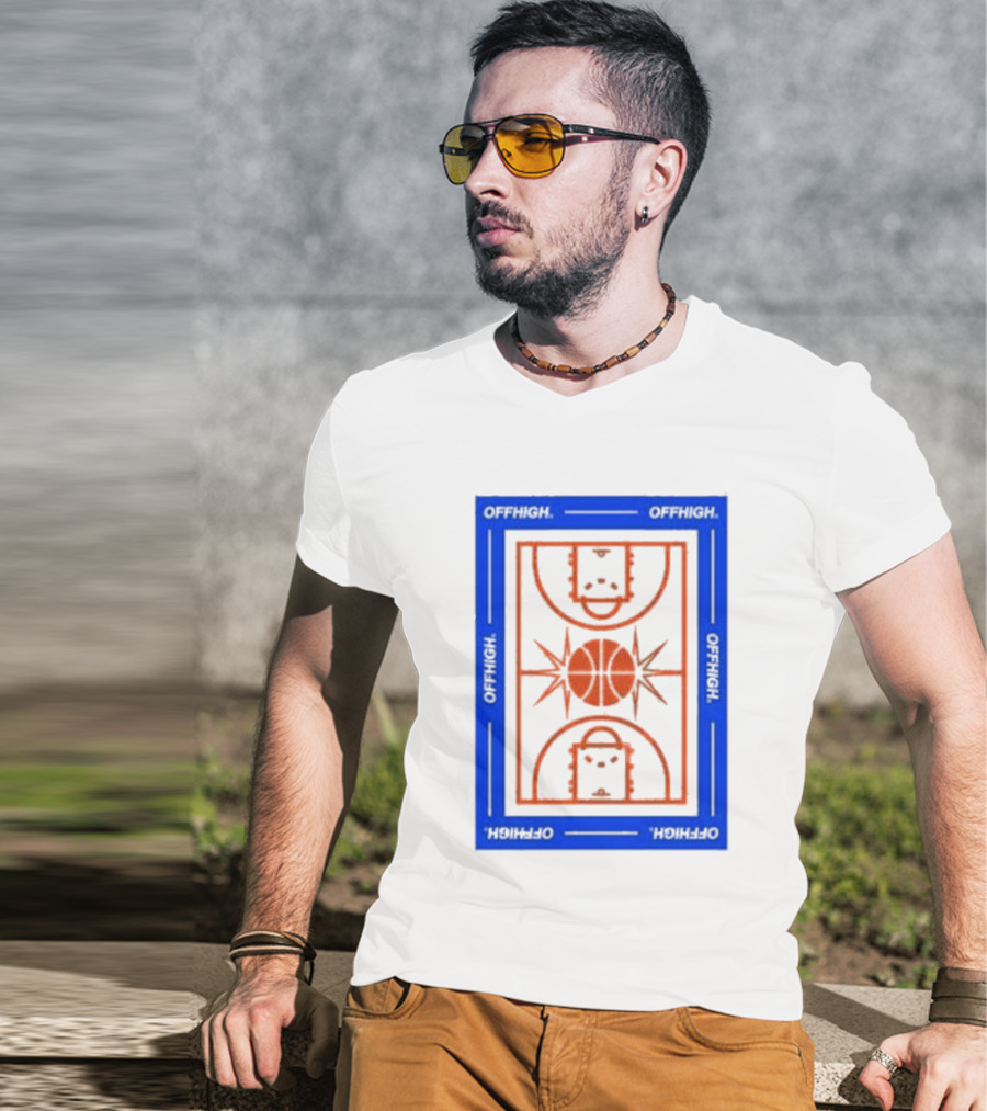 Offhigh Home White Basketball Court Blueprint T-Shirt