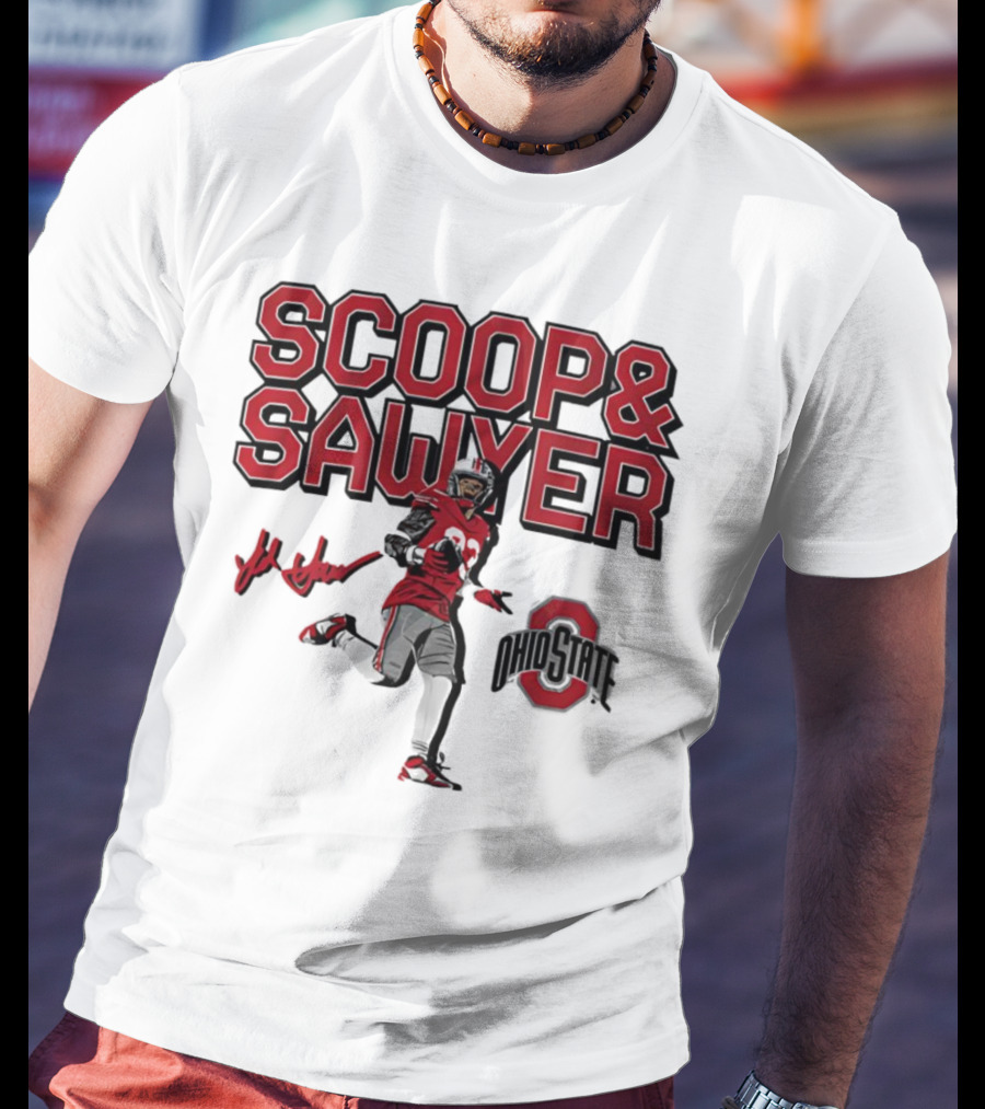 Ohio State Scoop And Sawyer Jack Sawyer Signature Buckeyes Football T-Shirt