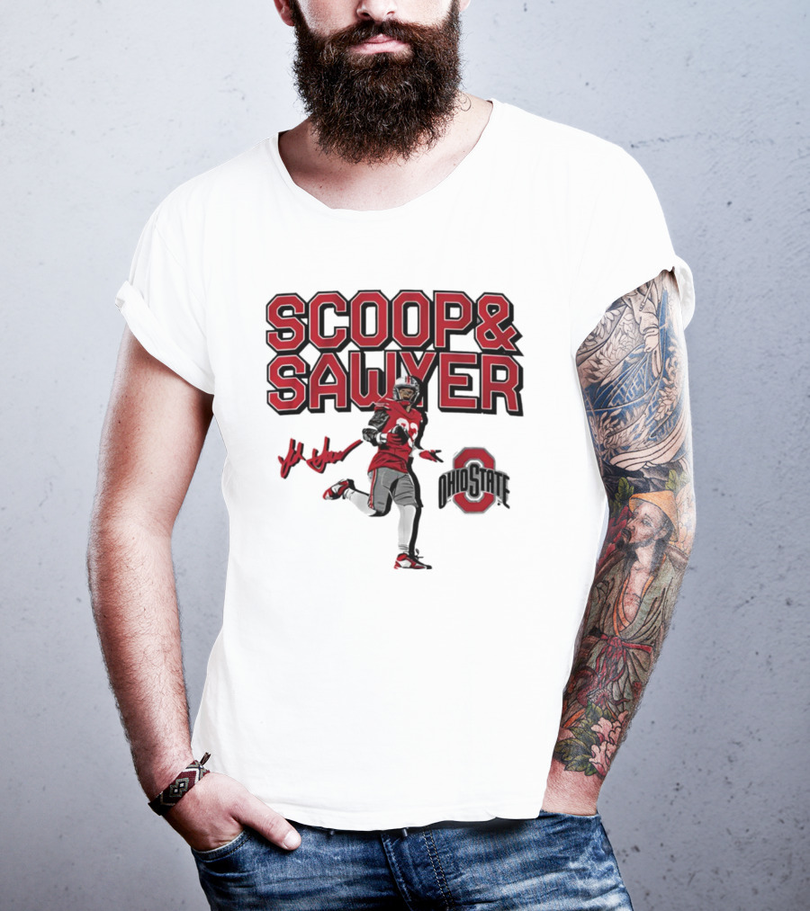 Ohio State Scoop And Sawyer Jack Sawyer Signature Buckeyes Football T-Shirt