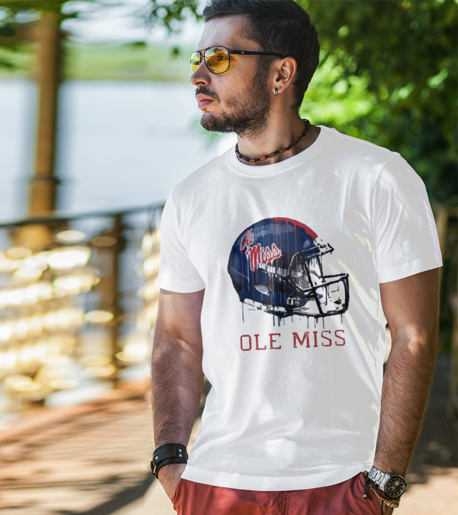 Ole Miss Dripping Football Helmet T-Shirt