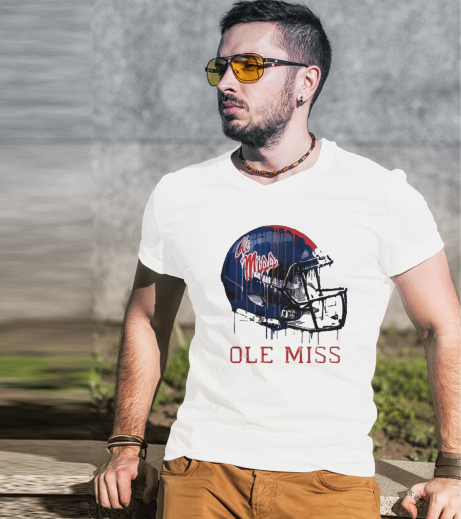 Ole Miss Dripping Football Helmet T-Shirt