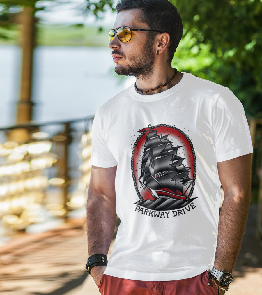 Parkway Drive Home Is For The Heartless Ship Ocean Tattoo Art Style T-Shirt