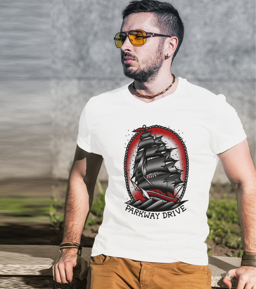 Parkway Drive Home Is For The Heartless Ship Ocean Tattoo Art Style T-Shirt