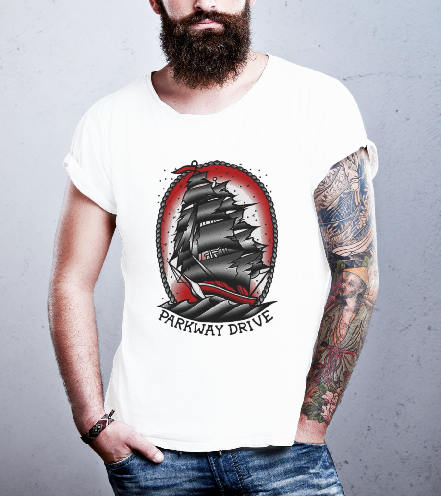 Parkway Drive Home Is For The Heartless Ship Ocean Tattoo Art Style T-Shirt