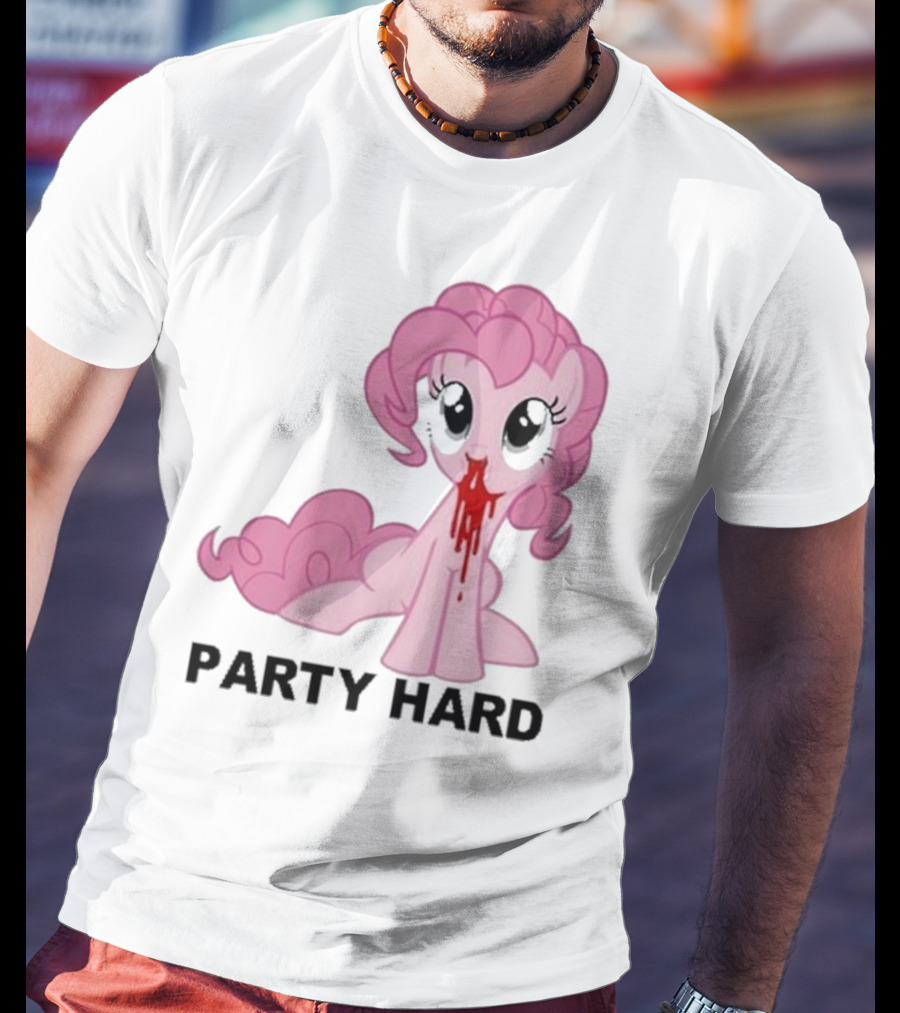 Party Hard Pony Creepy Pink Character Emo Aesthetic T-Shirt