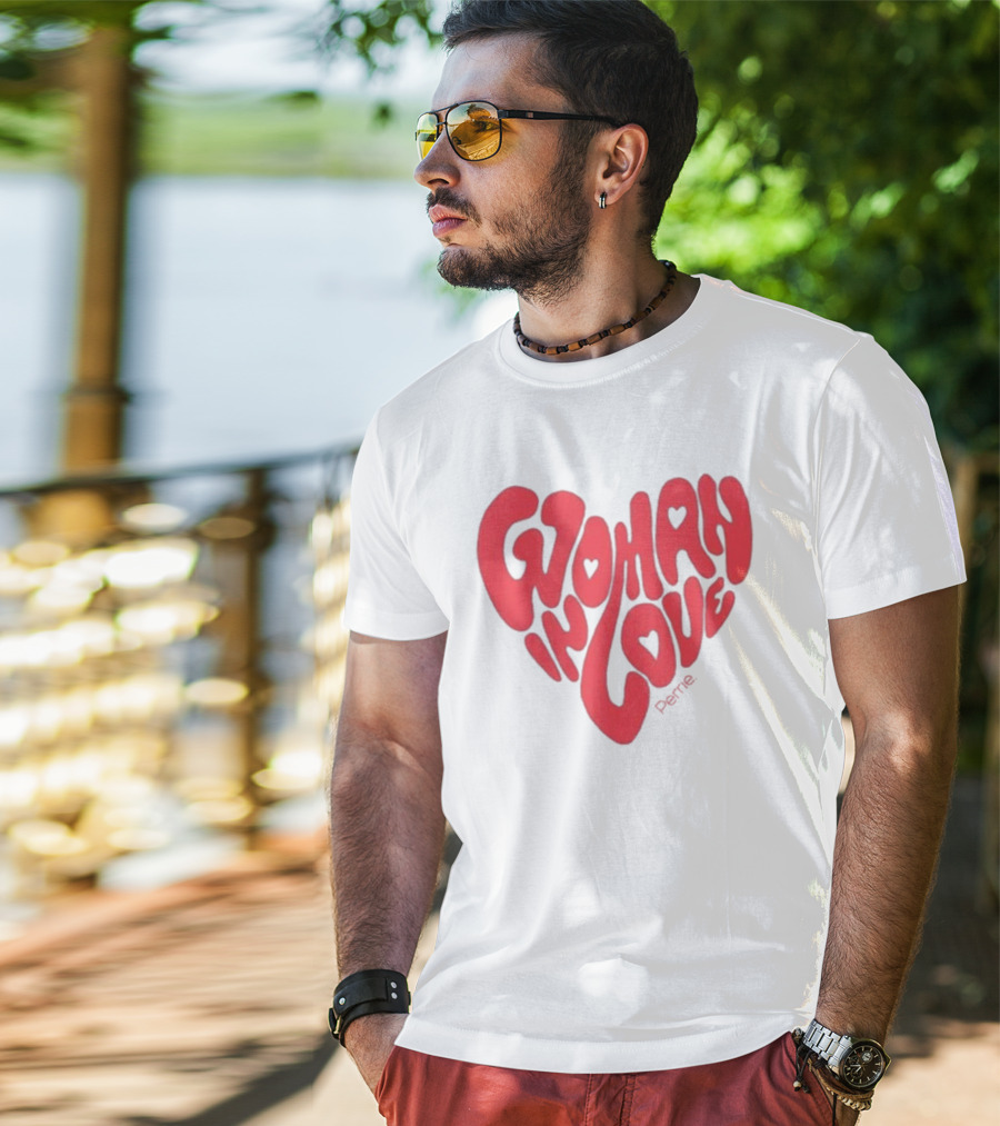 Perrie Woman In Love Heart-Shaped Typography T-Shirt