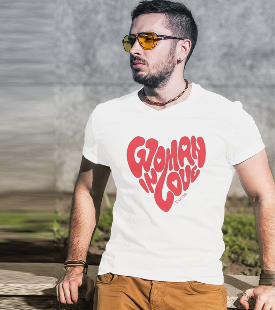 Perrie Woman In Love Heart-Shaped Typography T-Shirt
