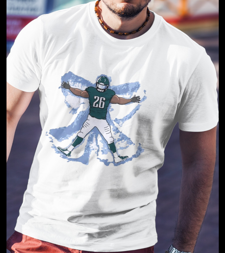 Philadelphia Eagles Philly Football Snow Angel Player 26 Green Uniform T-Shirt