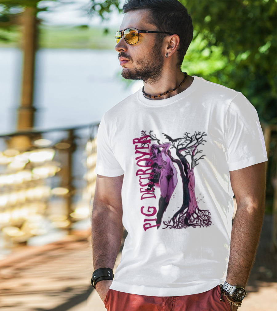 Pig Destroyer The Depths Sinister Pink Woman Abstract Tree T-Shirt