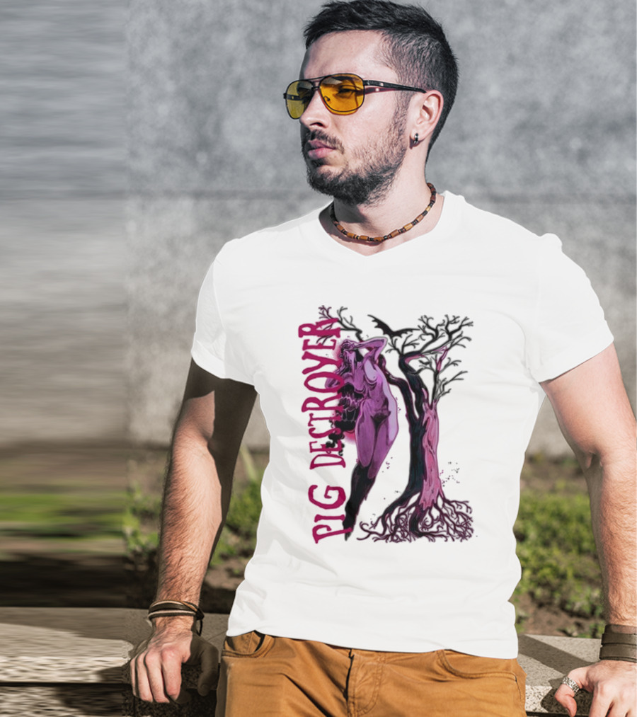 Pig Destroyer The Depths Sinister Pink Woman Abstract Tree T-Shirt
