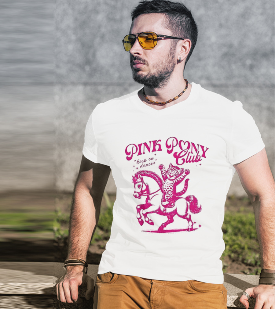 Pink Pony Club Cat Lover Disco Retro Birthday T-Shirt