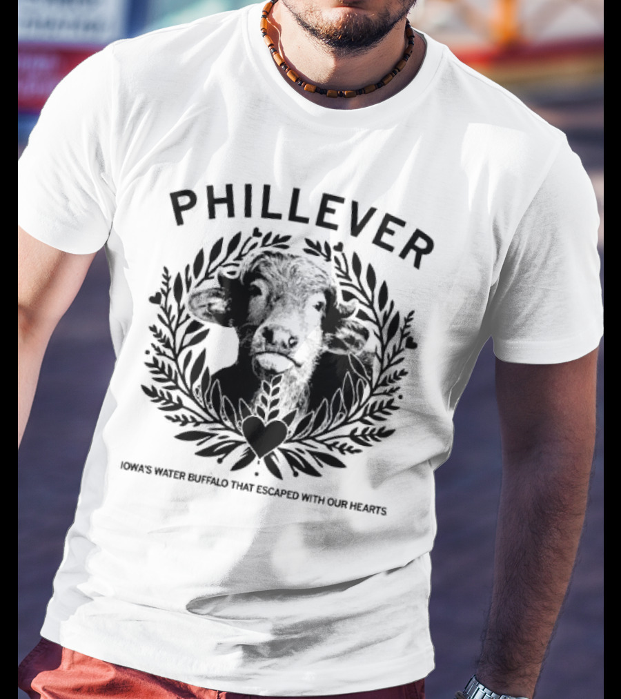 Phillever Iowa Water Buffalo Escaped Hearts T-Shirt