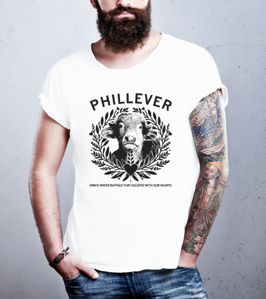 Phillever Iowa Water Buffalo Escaped Hearts T-Shirt