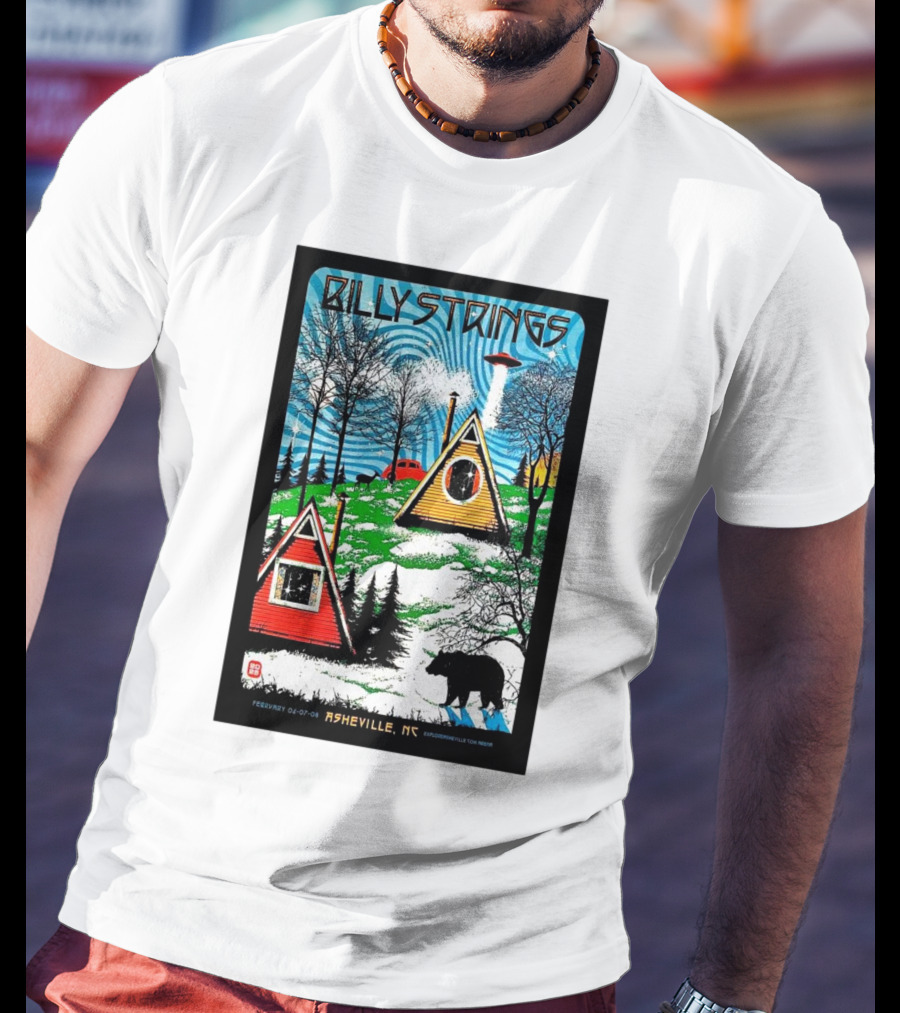 Billy Strings Feb 6-8 2025 ExploreAsheville.com Arena NC Cabin UFO Bear Forest T-Shirt