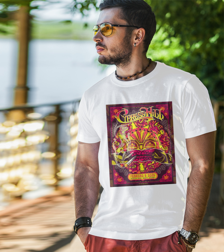 Cypress Hill Febrero 6 2025 Movistar Arena Bogotá Colombia Sun Mask Smoking Roses T-Shirt