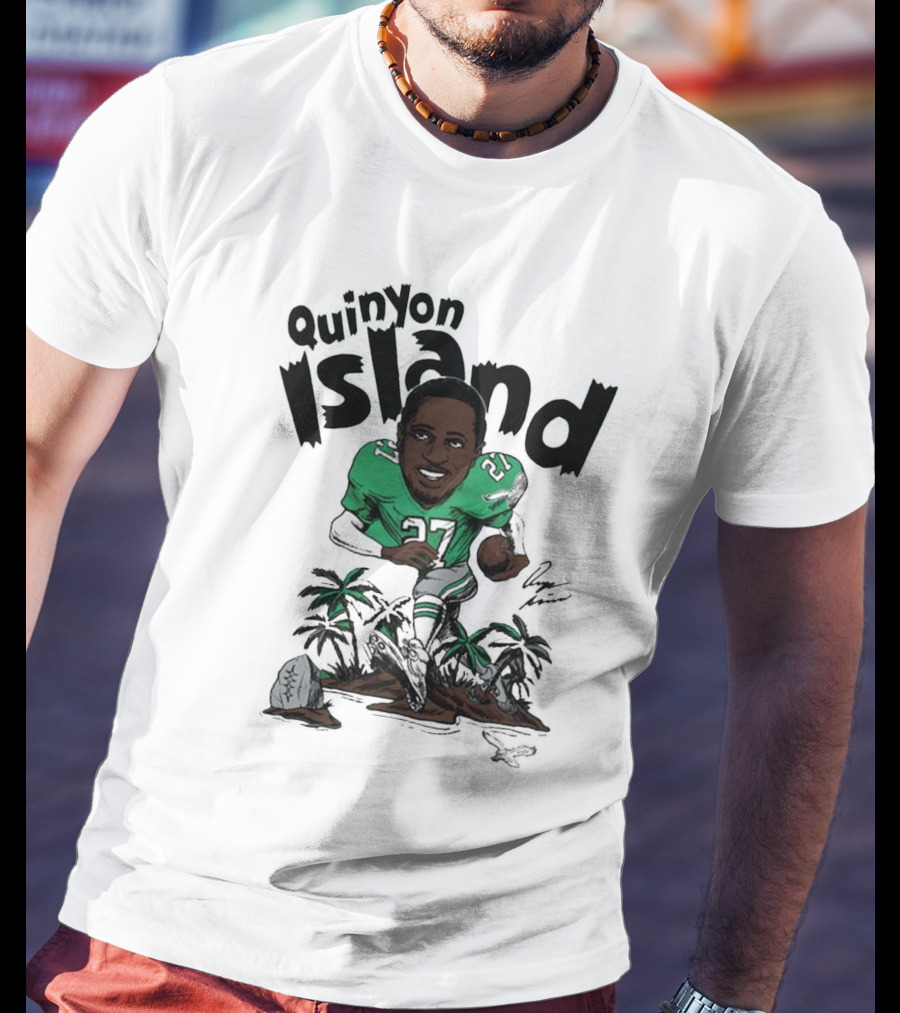 Quinyon Island Philadelphia Eagles NFL Caricature Player Signature 27 T-Shirt