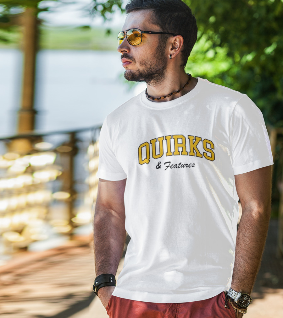 Quirks Bold Yellow Arch Text T-Shirt