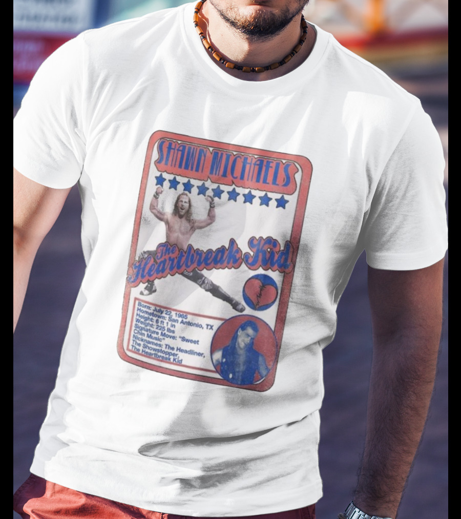 Shawn Michaels The Heartbreak Kid WWE Trading Card Born July 22 1965 San Antonio TX The Showstopper T-Shirt