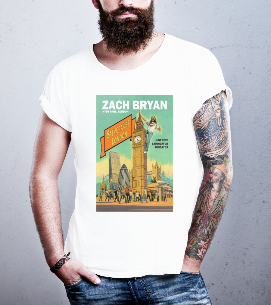 Zach Bryan Hyde Park London June 2025 Steve Takes London Saturday 28 Sunday 29 T-Shirt